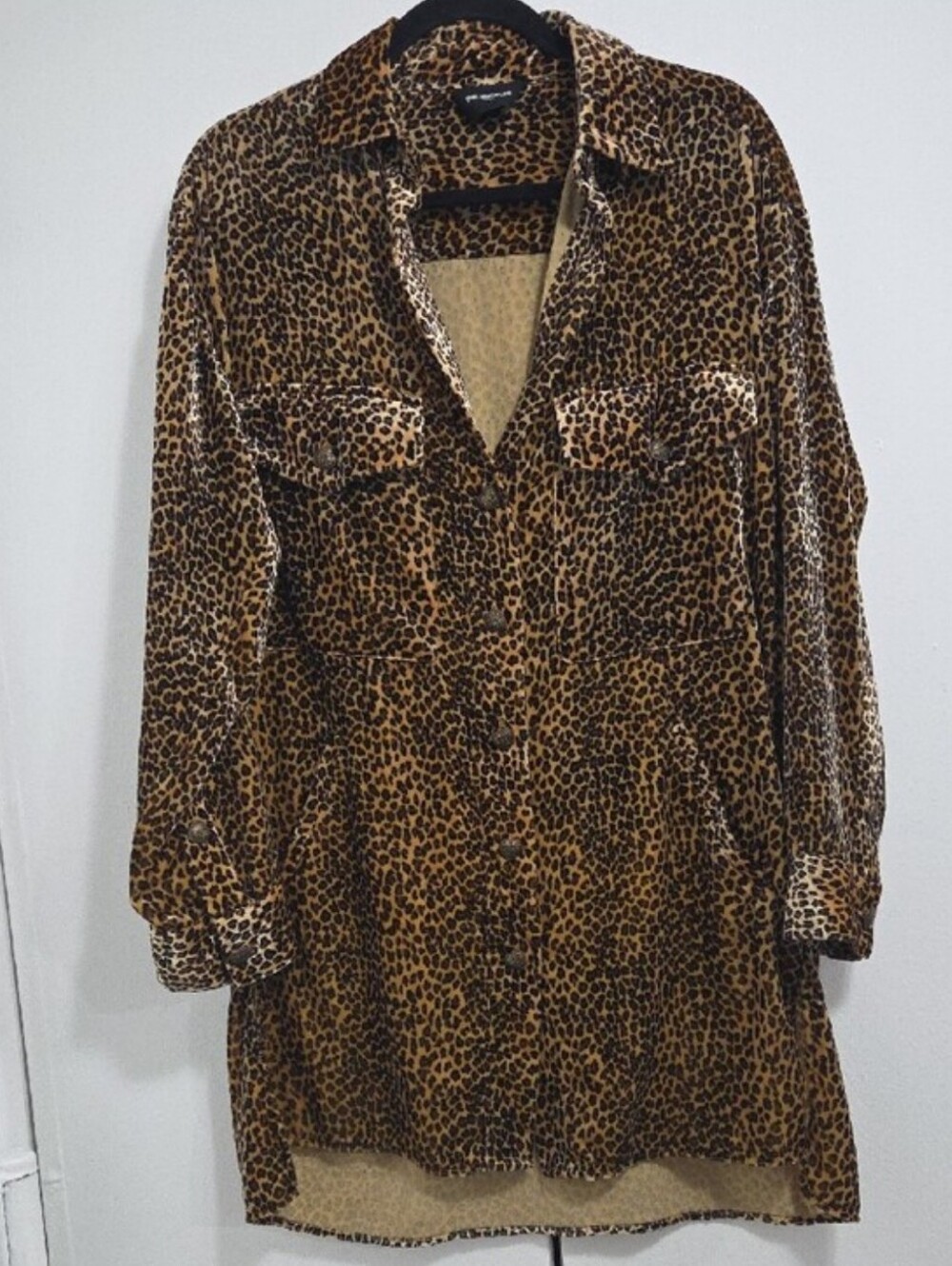 The Kooples Leopard-Print Velvet Button Blouse — Brown